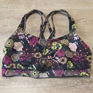 Floral Sports Bra with Strappy Back